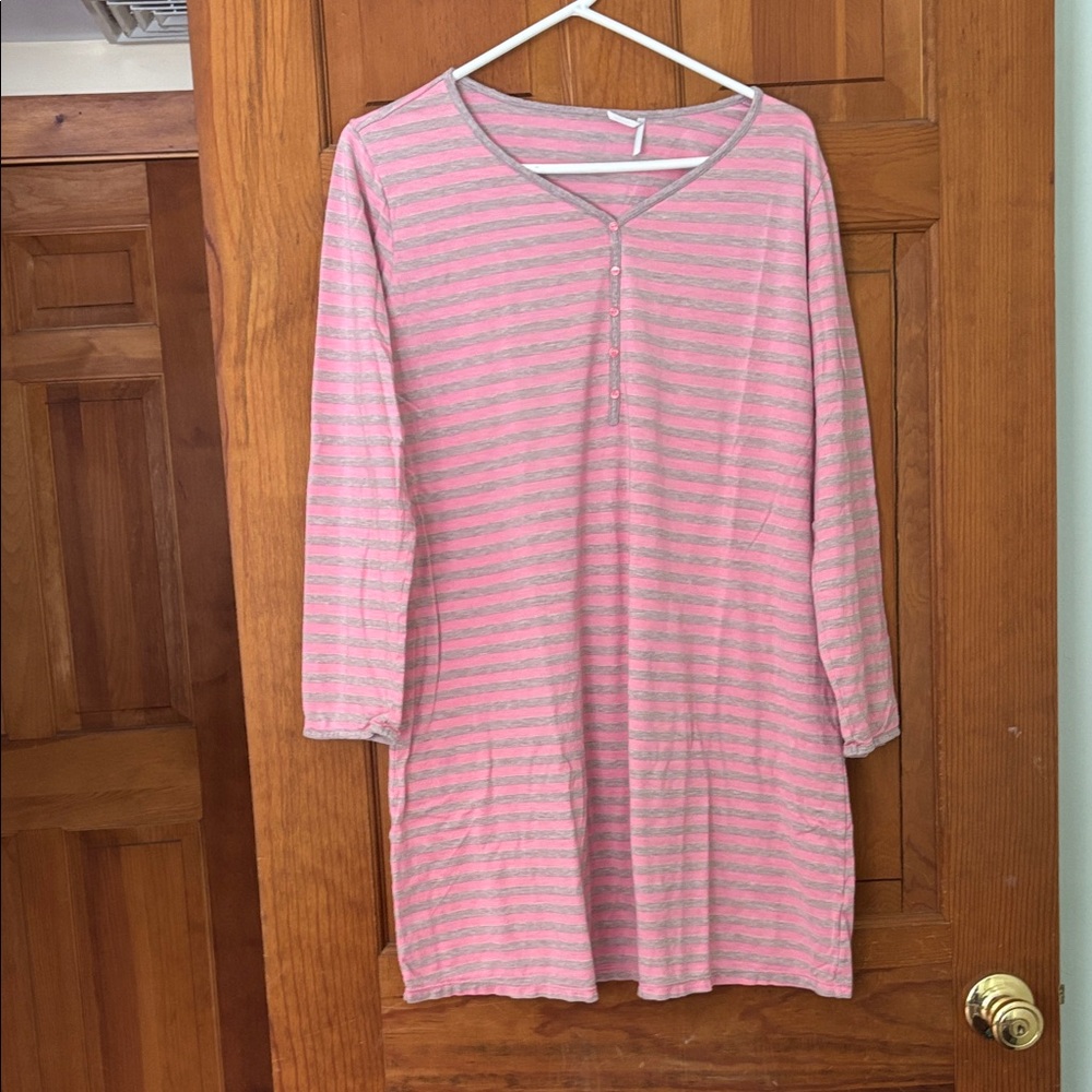 Calida Premium Swiss Sleep Shirt — Pink & Beige — Size Medium — Like New
